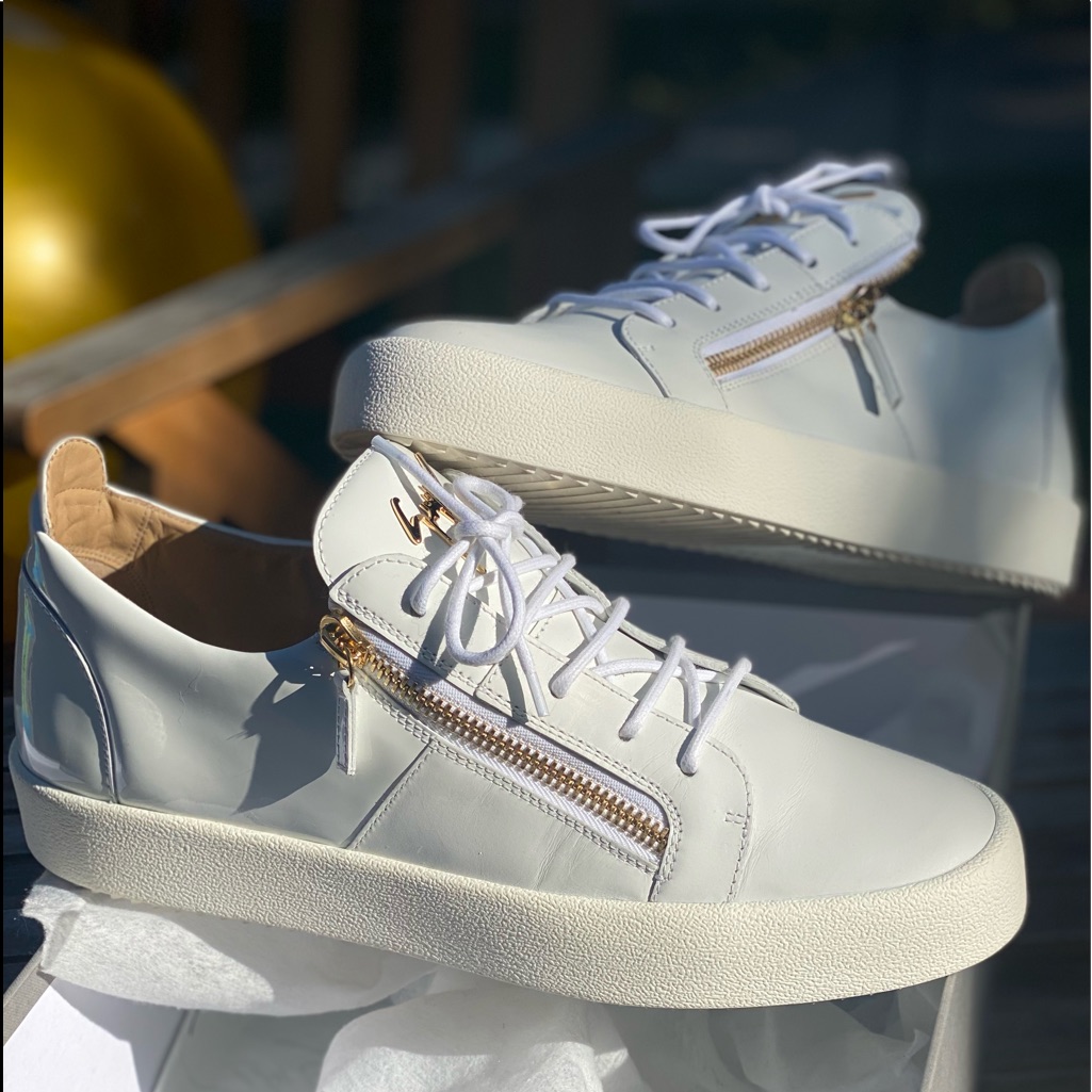 Giuseppe - London Double Zip Leather Low Top White